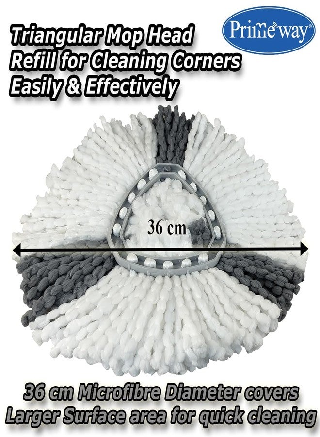 Primeway® SS New Heavy Duty Universal Rotating Replacement Extendable Handle Set | Upgrade to Triangular Head Refill Hydraulic Rod Set | Compatible with All Spin Mops | 36cm White | Grey - Image 4